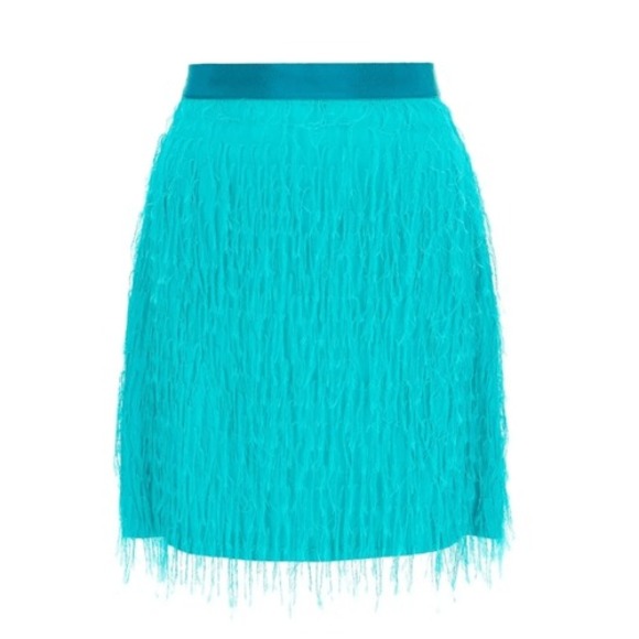 Pilko Nwt Apocalittico Aqua Green Fringed Miniskirt Women's Size Eu 42 - Us 6